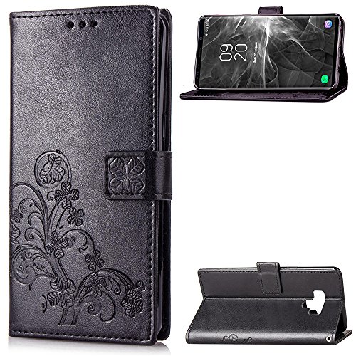 HAOTP Galaxy Note 9 Case Samsung Note 9 Case PU Leather Case Emboss Luxury Floral Lucky Flowers Premium Wallet Flip Protective Case Cover Card Slots KickStand Samsung Galaxy Note 9 Black - B07GC34KL3
